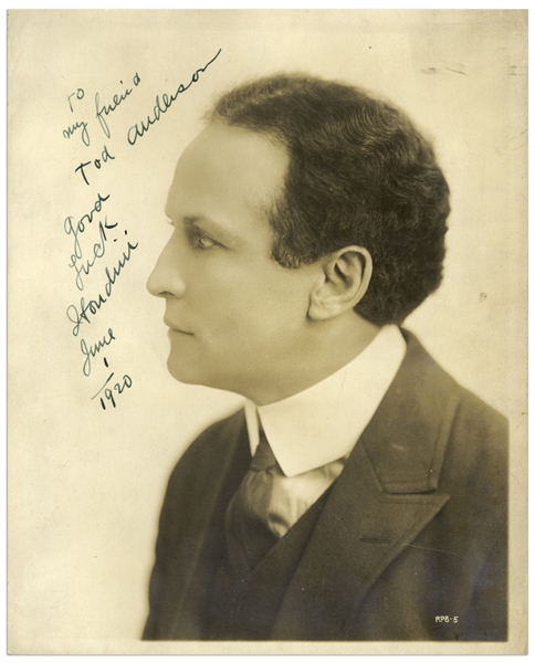 Harry Houdini Signed 8'' x 10'' Photo -- Beautiful Matte Photo With Bold Signature
